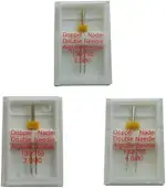 Zwillingsnadeln 130/705 H ZWI – 3er Set Doppelnadeln 2,0/3,0/4,0 mm – Nadelstärke 80 – für Jersey, elastische Stoffe & saubere Doppelnähte
