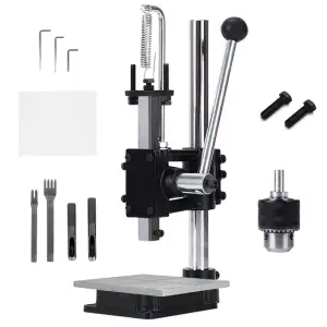 Leder Loch Punch, Lederpresse, Leder Schneidmaschine, ERPHIC Hand-Stickmaschine für Haushandwerker und Lederhandwerker (mit Aluminiumplatte, PP-Platte, 1,5-13mm Klemmchuck)
