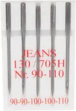 20 Nähmaschinennadeln mit Flachkolben mit je 5 Nadeln für Jeans, Leder, Jersey und Stretch