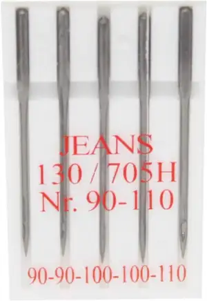 20 Nähmaschinennadeln mit Flachkolben mit je 5 Nadeln für Jeans, Leder, Jersey u