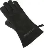 Morsø Grillhandschuh, rechts – hitzebeständiger Ofenhandschuh aus dickem Leder, Kaminhandschuh für In- und Outdoor, im cleanen Design, Schwarz