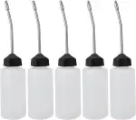 Fyearfly Nähmaschinen Ölflasche, 5 Stück 120 ml Nadelöler Flaschen, Erlängerte Nussspitzen Ölflasche, Nähmaschinen Ölspender mit Langem Auslauf