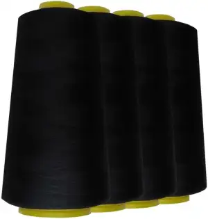 Schneidereibedarf Werner - 4 Rollen/Konen Overlock-Nähgarn/Overlockgarn - Polyester, 40/2 Stärke, 2743 Meter / 3000 Yards, für Näharbeiten, Quilten, Patchwork, Kleidung (schwarz (580))