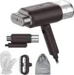 Newbealer Dampfglätter mit umschaltbarer Spannung - 220V/120V, kompaktes und faltbares Reisebügeleisen, tragbarer Reisesteamer für Kleidung mit schnellem Aufheizen in 20 Sekunden, Braun