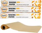 Backpapier Rolle 3er-Pack, 30 cm x 5 m pro Rolle (insgesamt 15 m), antihaftend, fettabweisend, hitzebeständig, mit Schneidehilfe, für Backen, Kochen, Grillen, Dämpfen und Heißluftfritteuse