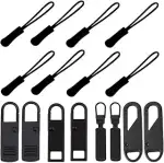 Aeuezxx 16 Stück Reißverschluss Zipper Ersatzteile, 8 Reißverschluss Anhänger und 8 Abnehmbares M...