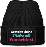 Personalisierte Beanie Strickmütze mit Wunschtext | Unisex Wintermütze warm & elastisch | Geschen...