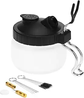 QWORK® Airbrush reinigungsset, Reinigungstopf mit Halter, 5 Reinigungsbürsten, 5