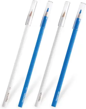KEARING Schneiderkreide-Set – 4 Stück (2 Nähkreiden & 2 wasserlösliche Stoffkreiden) in Weiß & Blau – ideal für Nähen, Quilten, Sticken & Basteln