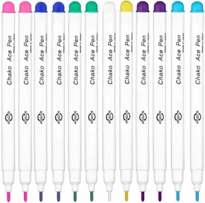 12 mehrfarbige Stoffmarkierungsstifte – verschwindende Stoffmarker, luftlöschbar