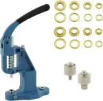 GETMORE Parts Ösenpresse Set TEP-2 inkl. Ösenwerkzeug + 100 Ösen Messing rostfrei | Metallösen anbringen | Ösen für Stoff Leder Filz Kleidung | Stoffösen für Baumwolle usw.- Gold, 7 mm