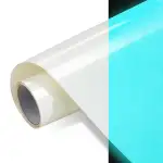 FOSER Plotterfolie Textil, Nachleuchtende Bügelfolie textil, 30,5cm×150cm Transferfolie Plotter flexfolie für Textilien, Stoffe (Weiß-Nachleuchtend-Blau)