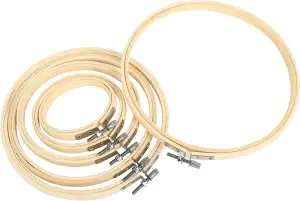 6 Stück Stickrahmen Set aus Bambus, embroidery hoop rund, glatter stickring, ver