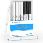 REALIKE Acryl Paint Markers Stifte für Stoff, Stein, Holz, Leinwand, Papier, Stein, Keramik, Glas und Kunstzubehör 1.0mm mittlere Spitzen Gold Silber Weiß Paint Marker Pen