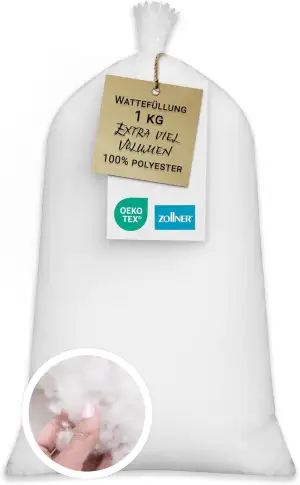 ZOLLNER Füllmaterial Kissen, 1kg, Polyesterhohlfaser Flocken, weiß