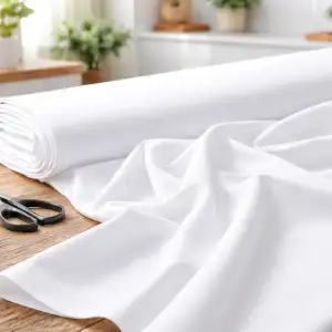 Uni Stoff Meterware 1 Meter 160 cm Baumwolle Linon Weiß – einfarbiger Baumwollst