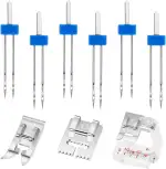 9 Stück Nähmaschinennade Zwillingsnadel Jersey Zwillingsnadeln Stretch für Nähmaschine 3 Größen 2,0/90, 3,0/90, 4,0/90 Nähmaschinen Zubehör Jersey Nadeln für Nähmaschine Doppelnadel