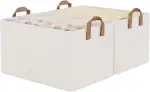 StorageWorks Große Aufbewahrungsbox Stoff, faltbare Aufbewahrungsboxen für Regale, große Schrank Organizer mit Griffen, Kleiderschrank Aufbewahrungskorb für Kleidung, Pullover, beige, 2 Stück