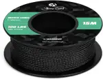 Abma Cord Micro Cord 1,18 mm Paracord 15M Spule Micro Schnur Polyester Micro Seil - Max. 45kg (100lbs) - Schwarz