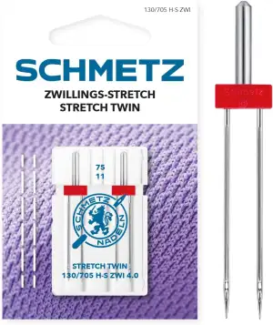 SCHMETZ | 2 Nähmaschinennadeln | Zwillings-Stretch | 130/705 H-S ZWI 4.0 | Nadeldicke 4.0/75 | auf jeder gängigen Haushaltsnähmaschine einsetzbar