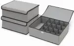 PEROS Aufbewahrungsboxen mit Deckel, Organizer, 2er-Set, faltbare Stoffbox, Ordnungsboxen, Organizer mit Deckel44 x 29 x 12,5 cm (Grau)