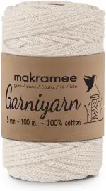 Geflochtene Baumwollkordel 5mm x 100m – Hochwertiges Makramé-Garn für Pflanzenhänger, Webarbeiten, DIY-Projekte & Wohnraumdeko (Natur, 5mm)