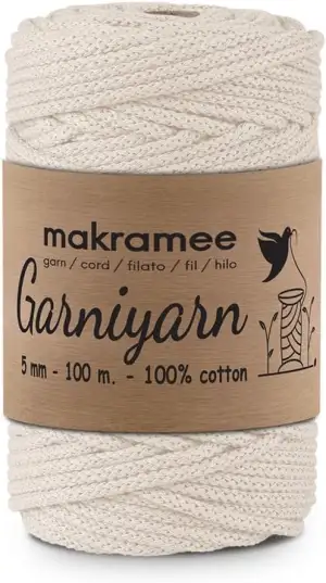 Geflochtene Baumwollkordel 5mm x 100m – Hochwertiges Makramé-Garn für Pflanzenhä