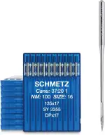 SCHMETZ | 100 Industrienähmaschinennadeln | Rundkolben | 135X17, SY 3355 und DPX17 | Nadeldicke 100/16 | Hinweis: Überprüfen Sie das empfohlene Nadelsystem in der Bedienungsanleitung