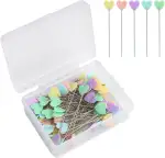 200 Stück Mehrfarbige Lange Stecknadeln mit Liebe Herzförmigen Köpfen – Ideal für Quilten, Nähen und Basteln, Gerade Pins und Quiltnadeln in Praktischer Aufbewahrungsbox
