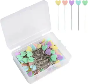 200 Stück Mehrfarbige Lange Stecknadeln mit Liebe Herzförmigen Köpfen – Ideal für Quilten, Nähen und Basteln, Gerade Pins und Quiltnadeln in Praktischer Aufbewahrungsbox