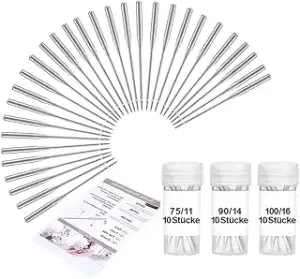 Wamkon 30 Stücke Nähmaschinenadel Set, 75/11, 90/14 und 100/16 Nähen Maschine Na