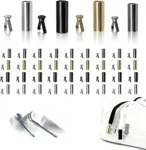 48 Stück Kordelenden, 4 Farben Kordelstopper Metall, Druckknöpfe Kordelenden Met