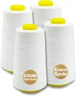 Nähgarn Overlockgarn Set - 100% Polyester Weiß, Reißfest, Für Nähmaschine, 4 Zwirn, 40/2, Je 2745 M, Insgesamt 11000m