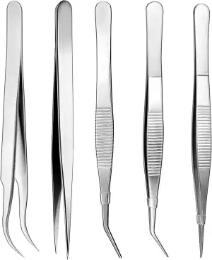5 STK Edelstahl Pinzetten Set, Präzisionspinzette Gebogene Pinzette Spitz Pinzet