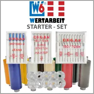 W6 WERTARBEIT Start-Set für Nähmaschinen - bestehend aus Nadeln, Spulen und Garn