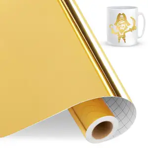 IModeur Metallisch Glänzend Gold Vinylfolie Plotter, 12 x 15 Fuß (30,5 cm x 4,58 m) Gold Plotterfolie Vinyl für Cricut, selbstklebendes Vinyl für DIY-Geschenke, Geburtstagsfeier