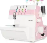 MEDION Overlock Nähmaschine SO90 (elektrisch, 90 Watt, LED Licht, mit einem Arbeitsgang schneiden, umfangreiches Zubehör, MD19169) rosa