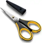 Beaditive Präzisions-Bastelschere - Bastelschere aus Edelstahlpapier mit Sicherheitskappe - Ultrascharfe Klingen und rutschfeste TPR-Griffe - Erwachsene und Kinder Gelb