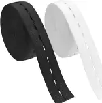 2 Rollen 14m Gummiband mit Knopflöchern, 30mmx7m Flaches Nähband Gummiband mit Knopfloch, Knopflochgummiband Elastische, Stark Elastisches Lochgummiband für Nähen, Stricken, Taillenbändern