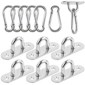 ENUTROF Augplatte Edelstahl Augplatten mit Öse Ösenplatte Wandöse Ösen mit Karab