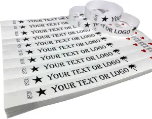 100 Weiß Individuell Bedruckte Tyvek-Armbänder mit Ihrem Personalisierten Text/L