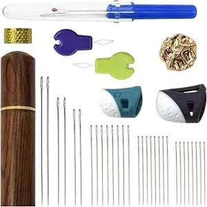 MSIHEY DIY nähnadeln Satz 6 Größen Handnähnadeln (1.5"-2.6"), Sticknadeln mit Einfädlern, Nahtauf...