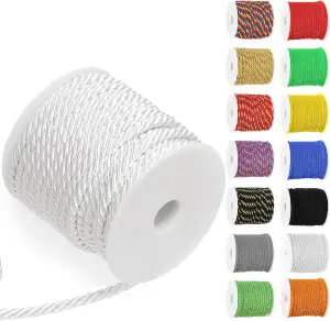 Swpeet 5mm 19 Yards Weiße gedrehte Kordel 3-Fach gedrehte dekorative Kordel glän