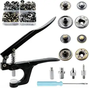 SenaiMy Druckknopf Set Schwarz mit Zange, 40set Knopfzange Druckknöpfe Set mit Φ