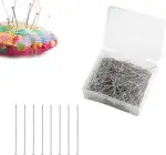 Stecknadeln Nähen, 1000 Stück Abstecknadeln, 0,65 x 35 mm, Stecknadeln Ohne Kopf, mit Transparenter Aufbewahrungsbox, Feine Gerade Pins für Nähen, Weben, Basteln