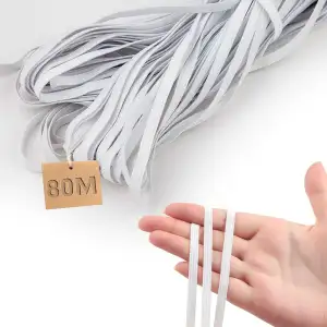 Gummiband 6 mm Gummiband Nähen 80 Meter Gummiband Elastisches Band Weiß Hosengum