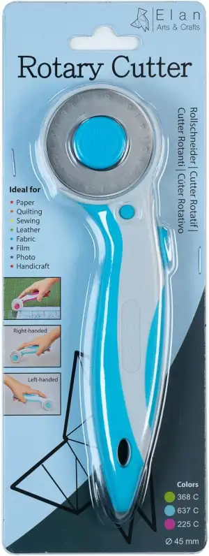 Elan Rollschneider Stoff 45mm, Ergonomische Roll Schneider Blau, Fabric Rotary C