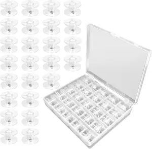50 Stück Spulen Nähmaschine Kunststoff, Nähmaschinen Spulen mit Spulenbox, Nähma
