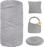 900g Dicke Wolle zum Handstricken Chunky Yarn Schlauchgarn Häkelwolle Dickes Garn zum Häkeln Stricken, für Anfänger, Decken, Tasche, Handstrickgarn DIY-Kunsthandwerk (Hellgrau)