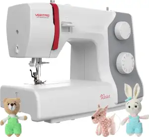 VERITAS Nähmaschine Rosa I 23 Stichprogramme I Einfädelhilfe I Auto-Fadenspannung & Fadenabschneider I Einstellbare Stichlänge I LED-Nählicht I Freiarmnähmaschine (weiß-grau)